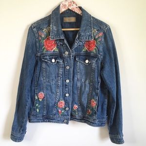 Blank NYC Embroidered Distressed Denim Jacket